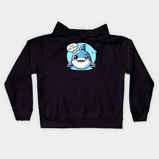 Shark Stay Jaw-Some Kids Hoodie by JS Arts